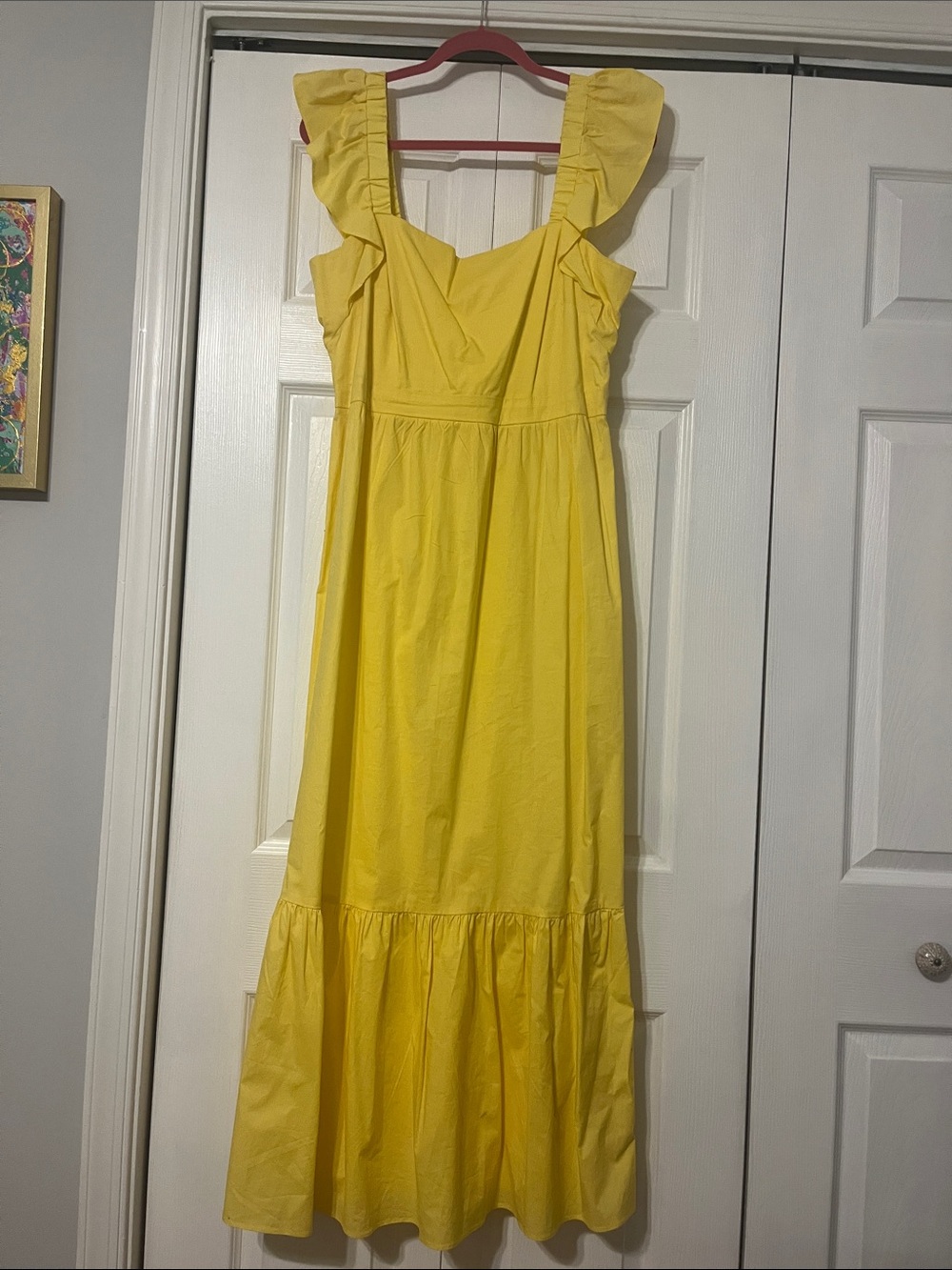 London Times Yellow Ruffled Strap Maxi Dress